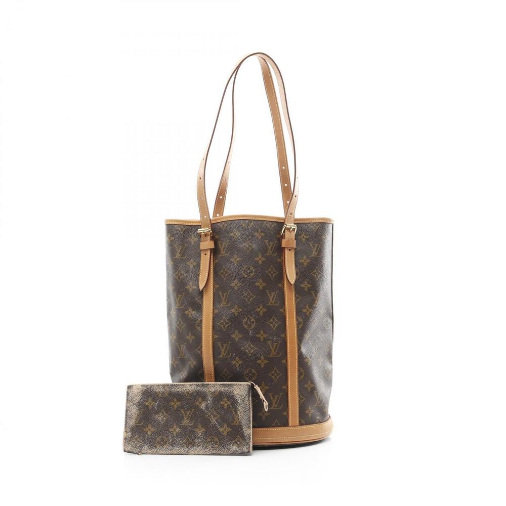 Louis Vuitton Bucket Shoulder Bag Canvas Leather Monogram Brown